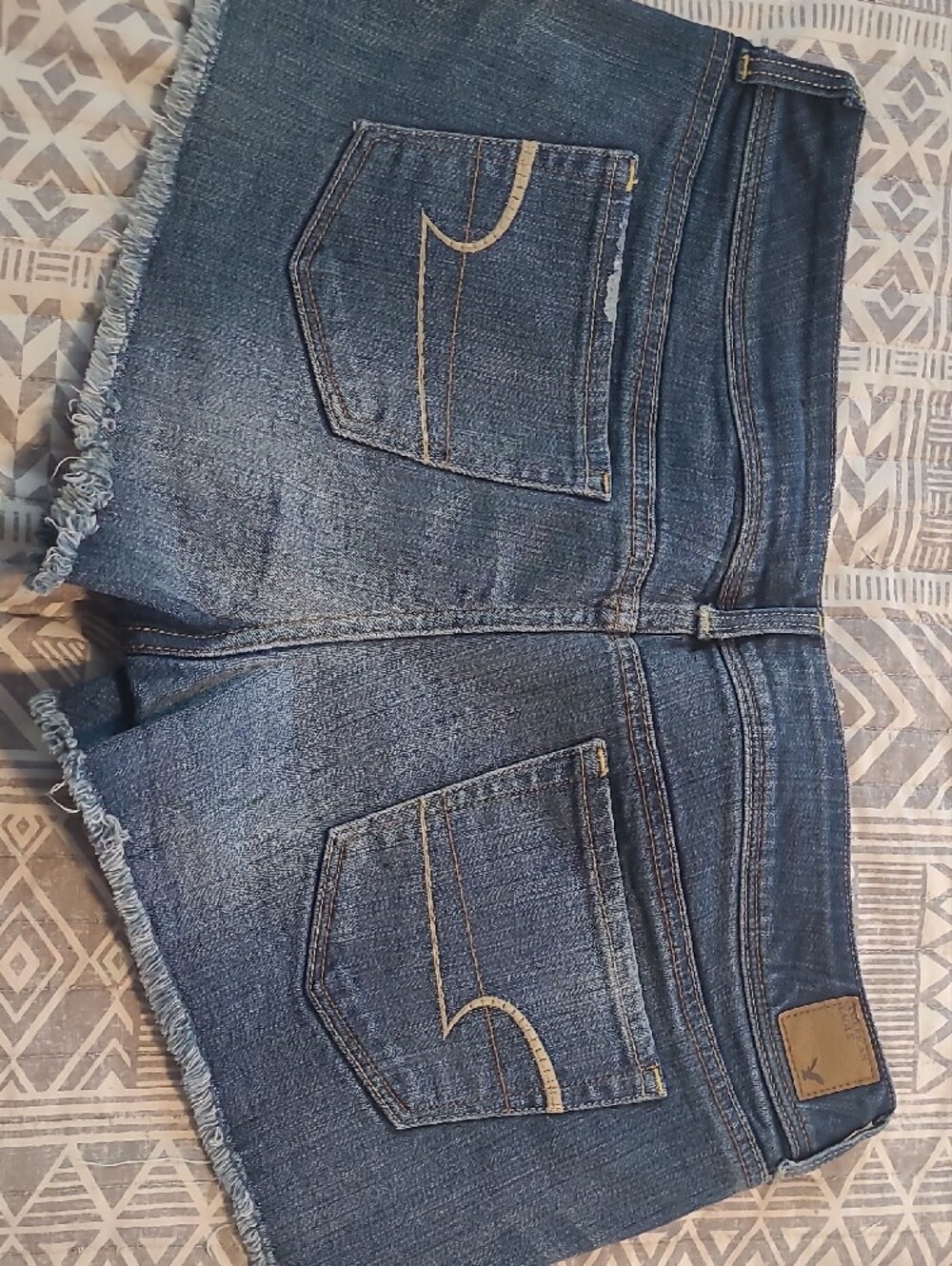 American Eagle Outfitters Dark Blue Distressed Denim Cutoff Shorts - Picture 2 of 4